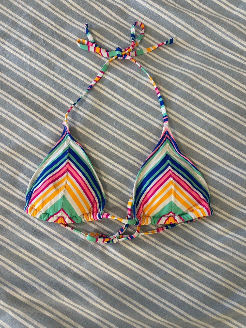 Striped Rainbow Triangle Bikini Top